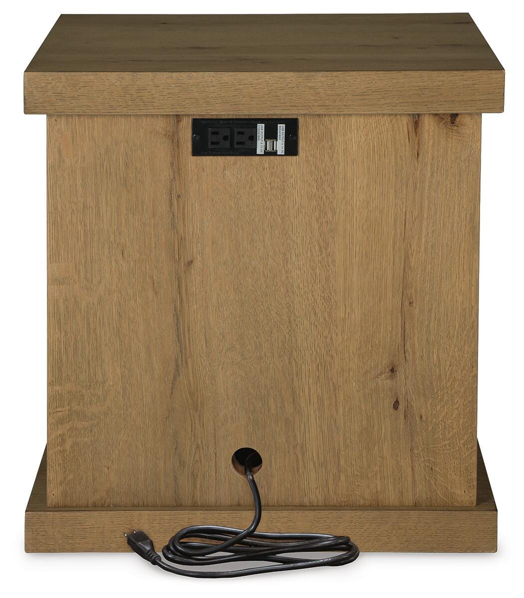 Brinstead Chairside End Table rear view in natural oak - Ashley chairside table - Whats New Furniture Portland OR