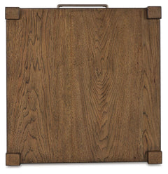 Cabalynn End Table in Light Brown top view of the hickory veneer surface - Whats New Furniture Portland OR