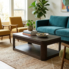 Carlibrie Lift Top Coffee Table styled in a bright Portland mid-century modern interior - Whats New Furniture
