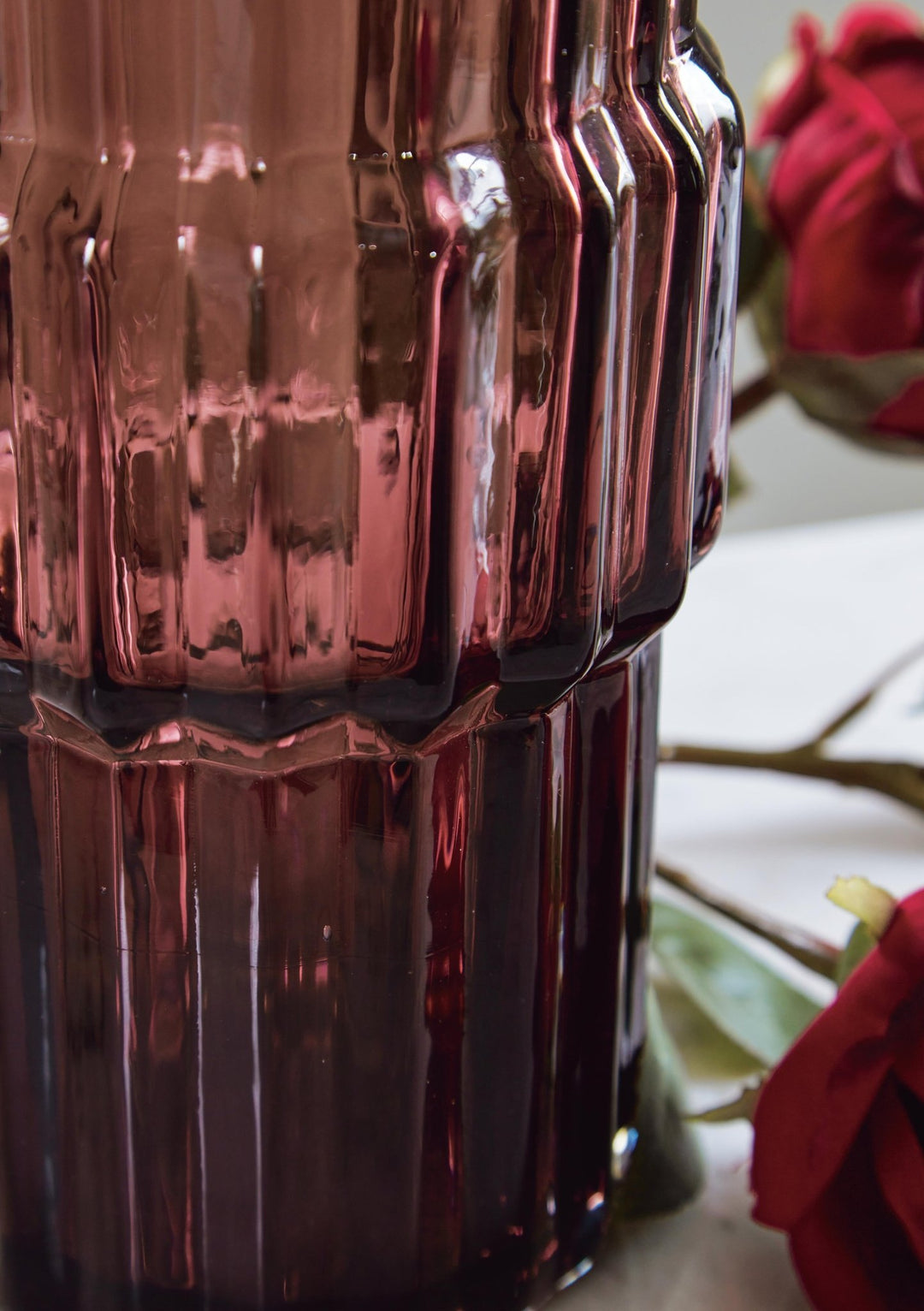 Dorlow 9-Inch Vase Set of 2 in Dark Mauve — Ashley Furniture detail view