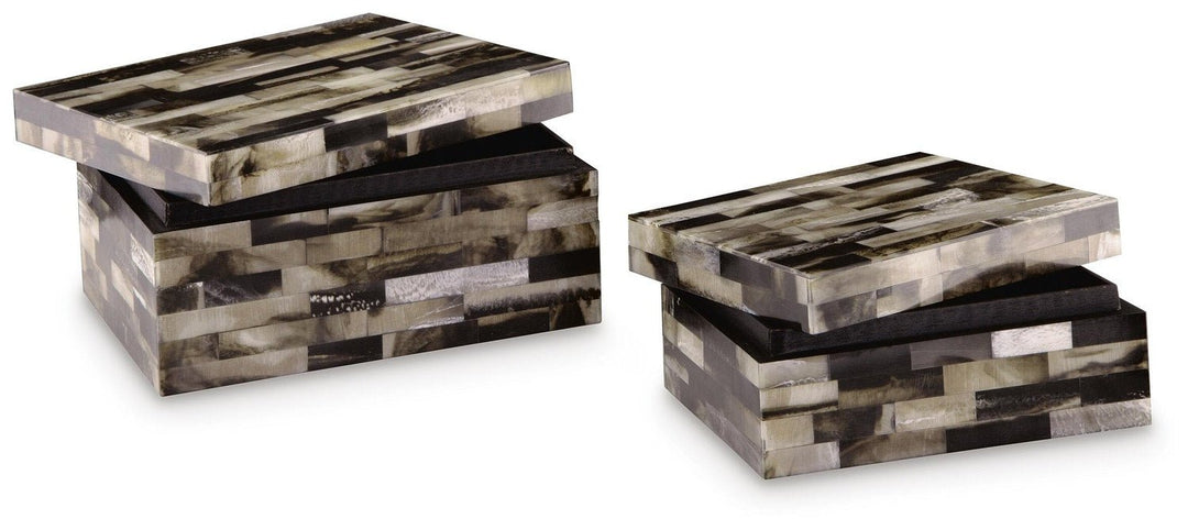 Ellford Box Set of 2 in Black/Brown/Cream — Ashley Furniture official open box alternate studio view view