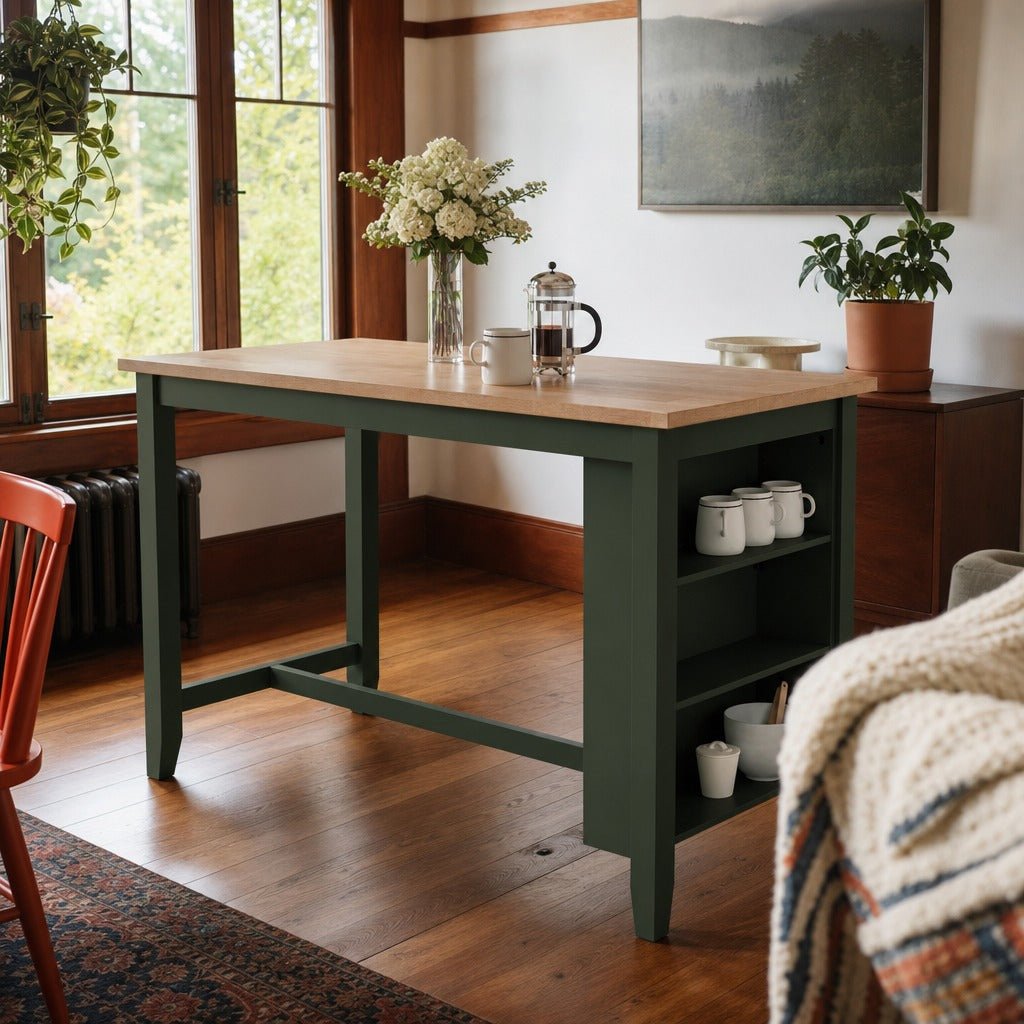 Gesthaven Counter Height Dining Table in Natural and Green styled in a Portland kitchen - Whats New Furniture
