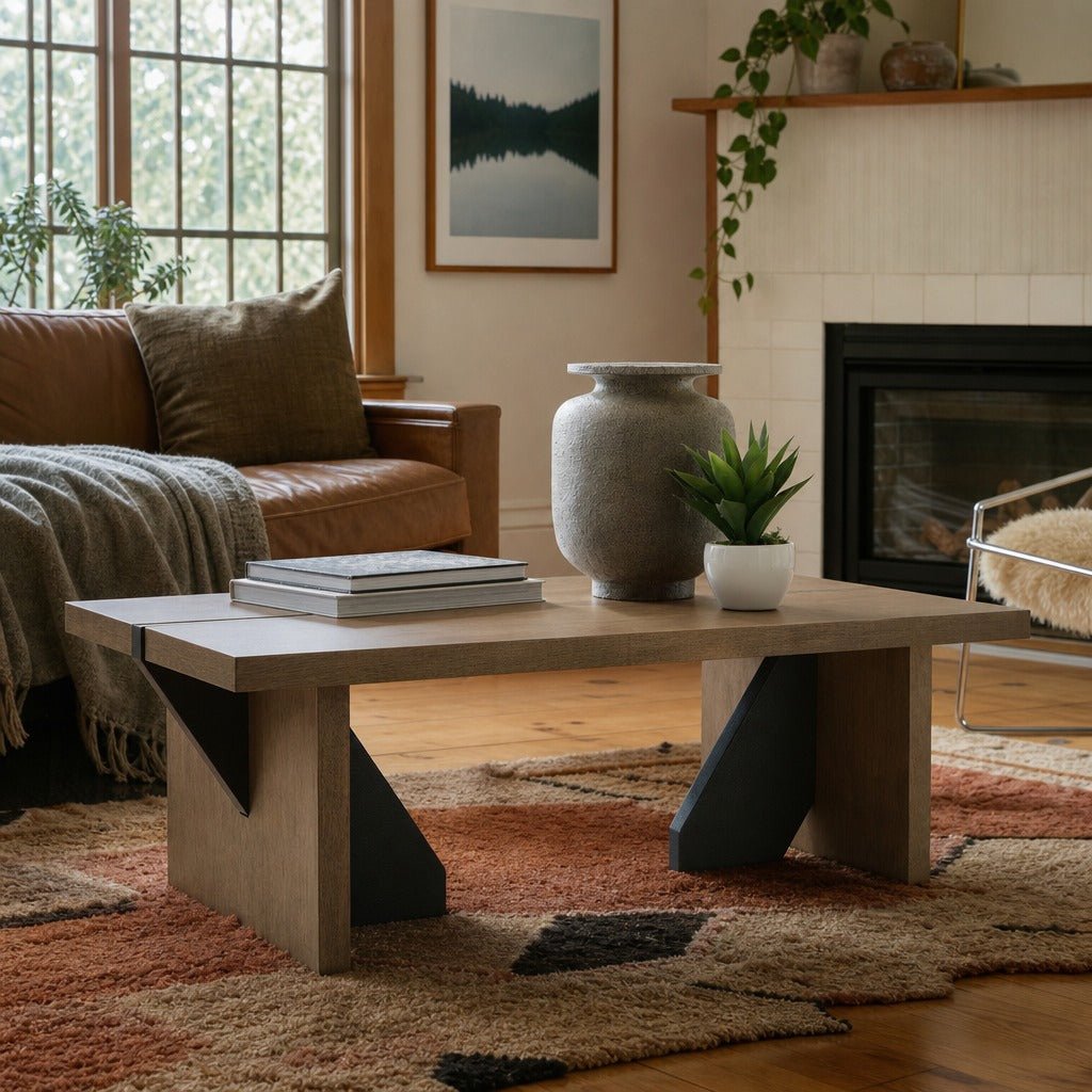 Kandinew Coffee Table in Light Brown styled in a Portland living room - Whats New Furniture