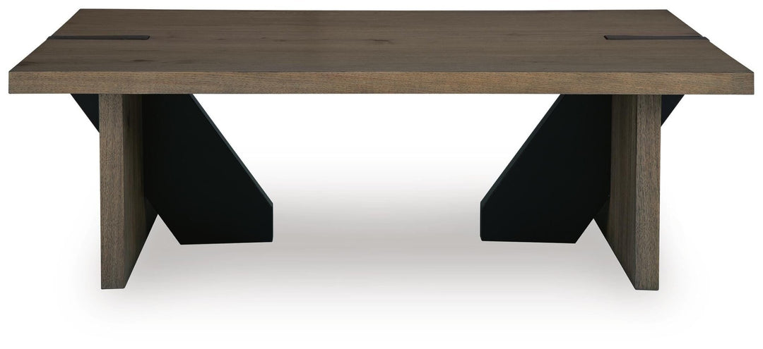 Kandinew Coffee Table straight-on view of the 54 inch oak top - Whats New Furniture Portland OR