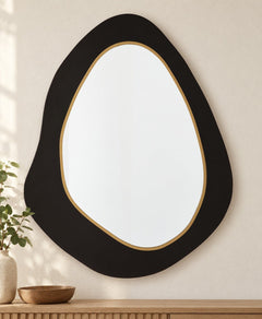 Kierlock Accent Mirror in Black/Gold Finish styled in a Portland home — lifestyle view