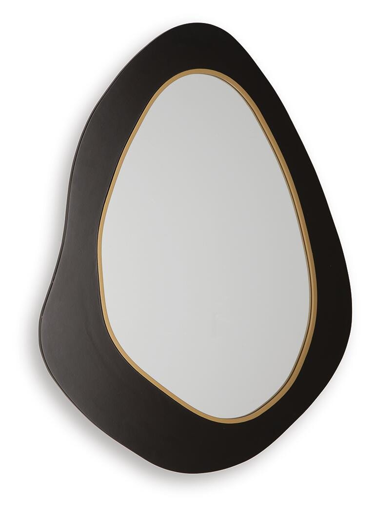 Kierlock Accent Mirror in Black/Gold Finish — Ashley Furniture angle sw p1 ko view