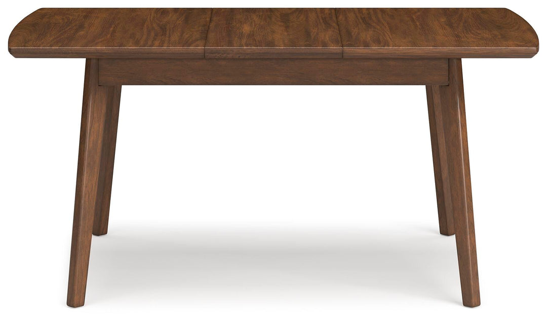 Lyncott Extension Dining Table straight-on view extended to 64 inches - Whats New Furniture Portland OR