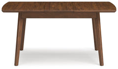 Lyncott Extension Dining Table straight-on view extended to 64 inches - Whats New Furniture Portland OR