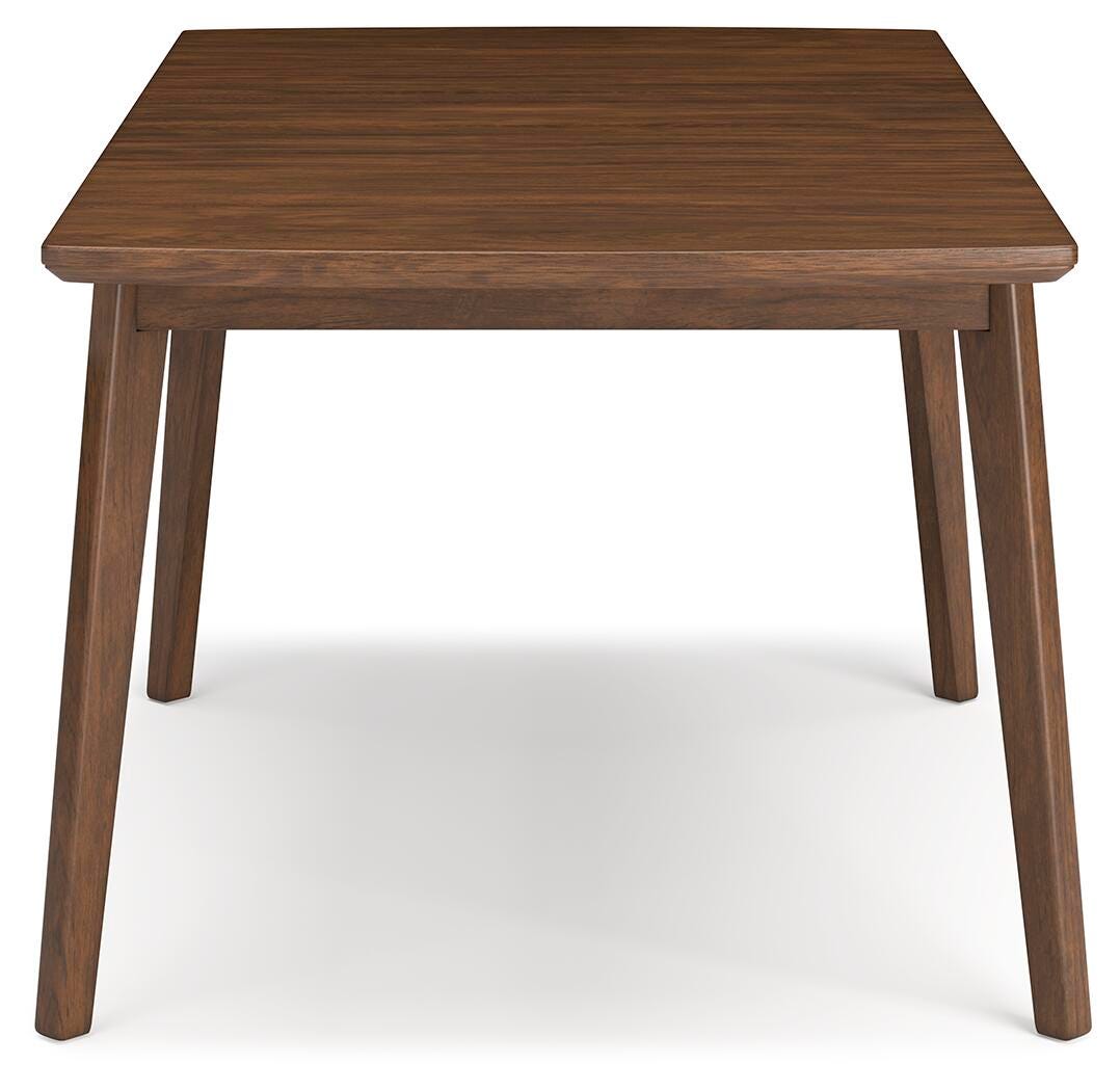Lyncott Extension Dining Table side profile in mango wood veneer - Whats New Furniture Portland OR