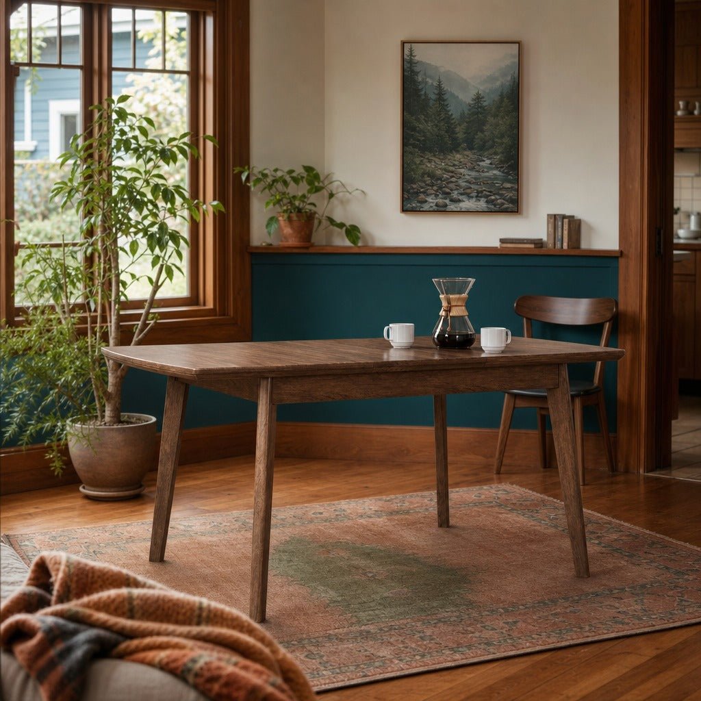Lyncott Extension Dining Table in Medium Brown styled in a Portland dining room - Whats New Furniture