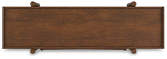 Lyncott Bookcase top view of the mango wood veneer surface - Whats New Furniture Portland OR