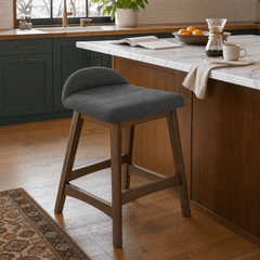Charcoal Lyncott counter stool at marble island in Portland kitchen - Whats New Furniture