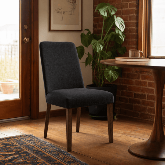 Lyncott Dining Chair in Charcoal styled in Portland dining room - Whats New Furniture