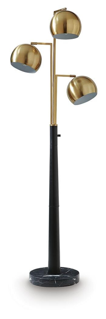 Sorcha Floor Lamp in Gold Finish/Black — official Ashley Furniture studio view