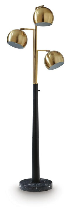 Sorcha Floor Lamp in Gold Finish/Black — official Ashley Furniture studio view