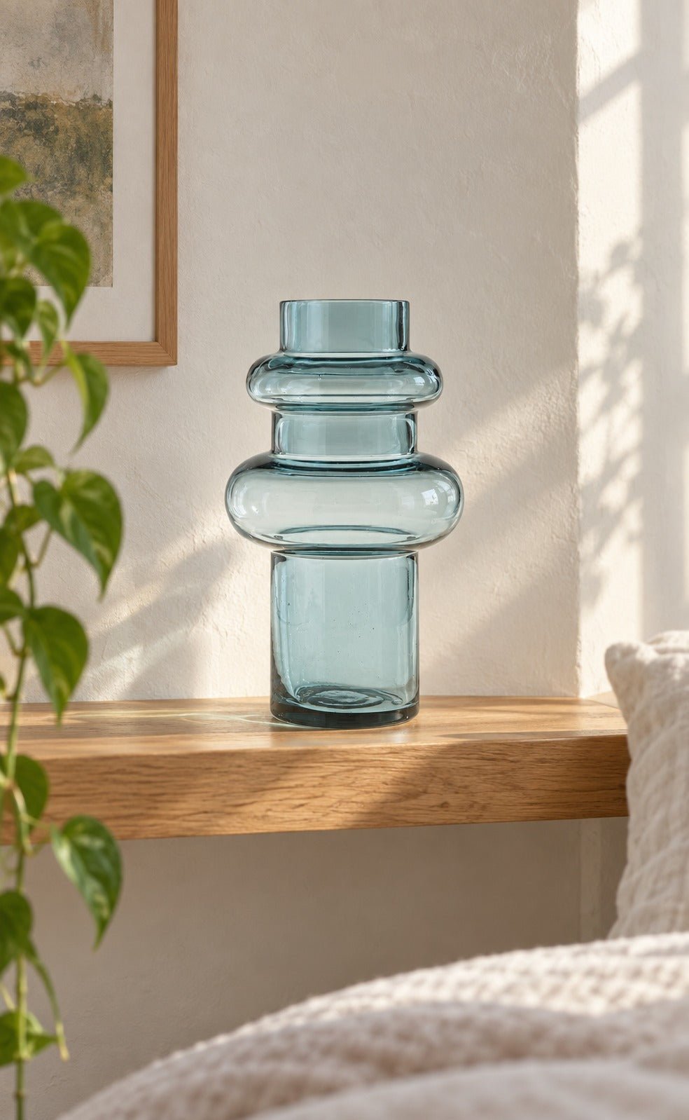 Vallmen 10-Inch Vase in Blue styled in a Portland home — lifestyle view