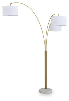 Valo Arc Lamp in Gold Finish — official Ashley Furniture studio view