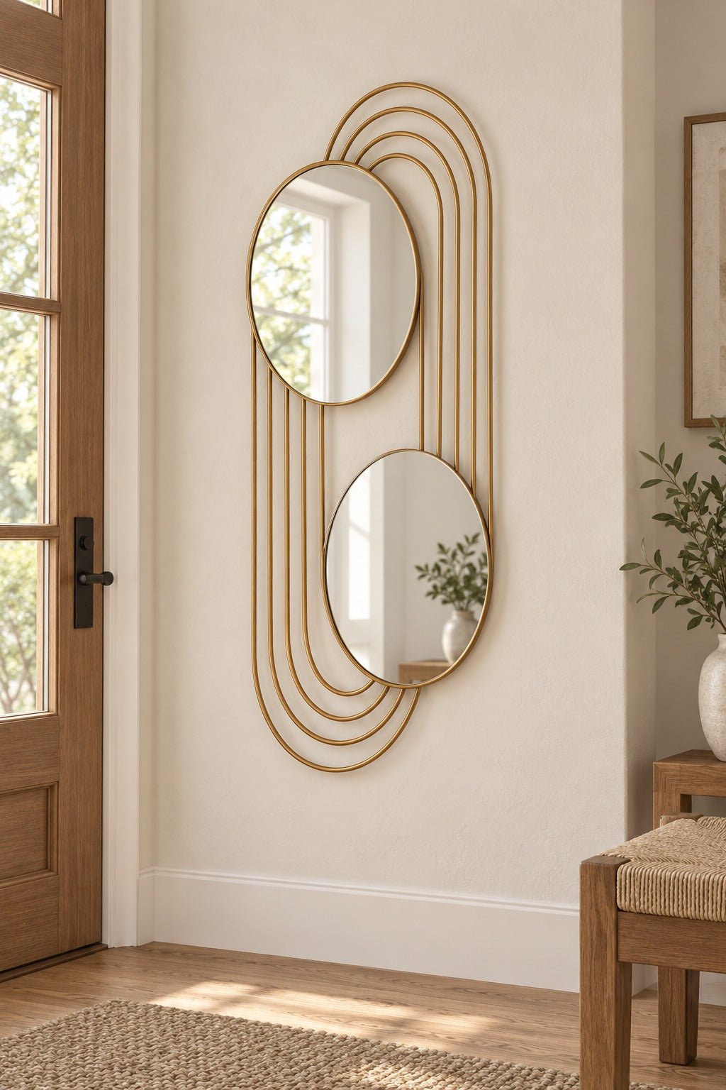 Warrenley Accent Mirror in Gold Finish styled in a Portland home — lifestyle view