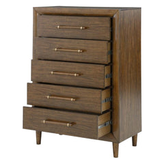 Lyncott 5 Drawer Chest of Drawers in Medium Brown open drawer view - five drawer chest by Ashley - Whats New Furniture Portland OR