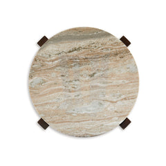 Tanidore End Table in Warm Brown top view - round end table by Ashley - Whats New Furniture Portland OR