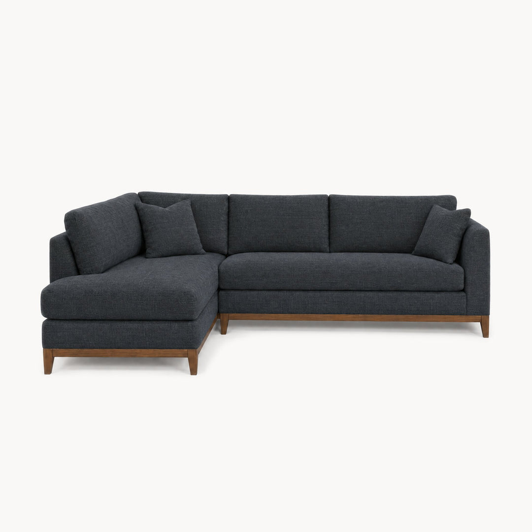 Aspen Open Chaise Sectional in Brisbane Indigo, left-hand chaise - studio front view - Stanton - Whats New Furniture Portland OR