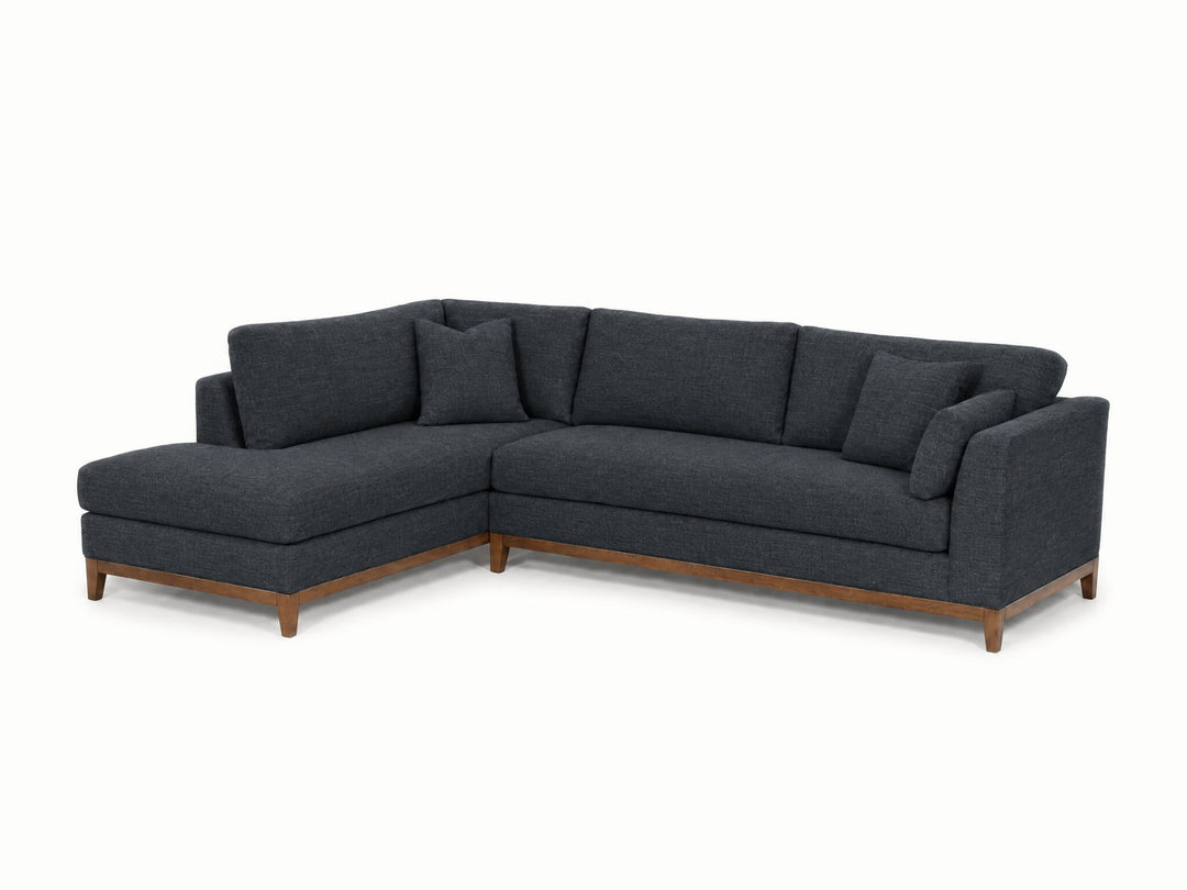 Aspen Open Chaise Sectional in Brisbane Indigo, left-hand chaise - studio three-quarter view - Stanton - Whats New Furniture Portland OR