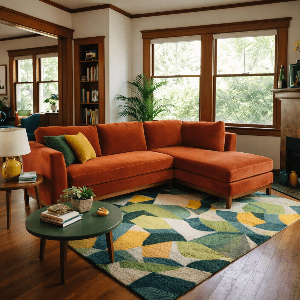 Aspen Open Chaise Sectional in Marquis Rust lifestyle in Portland living room - open-chaise sectional sofa by Stanton - Whats New Furniture Portland OR