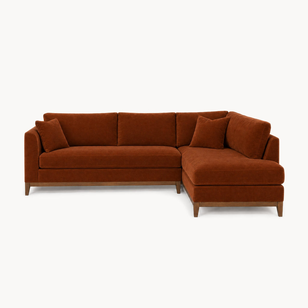 Aspen Open Chaise Sectional in Marquis Rust, right-hand chaise - studio front view - Stanton - Whats New Furniture Portland OR