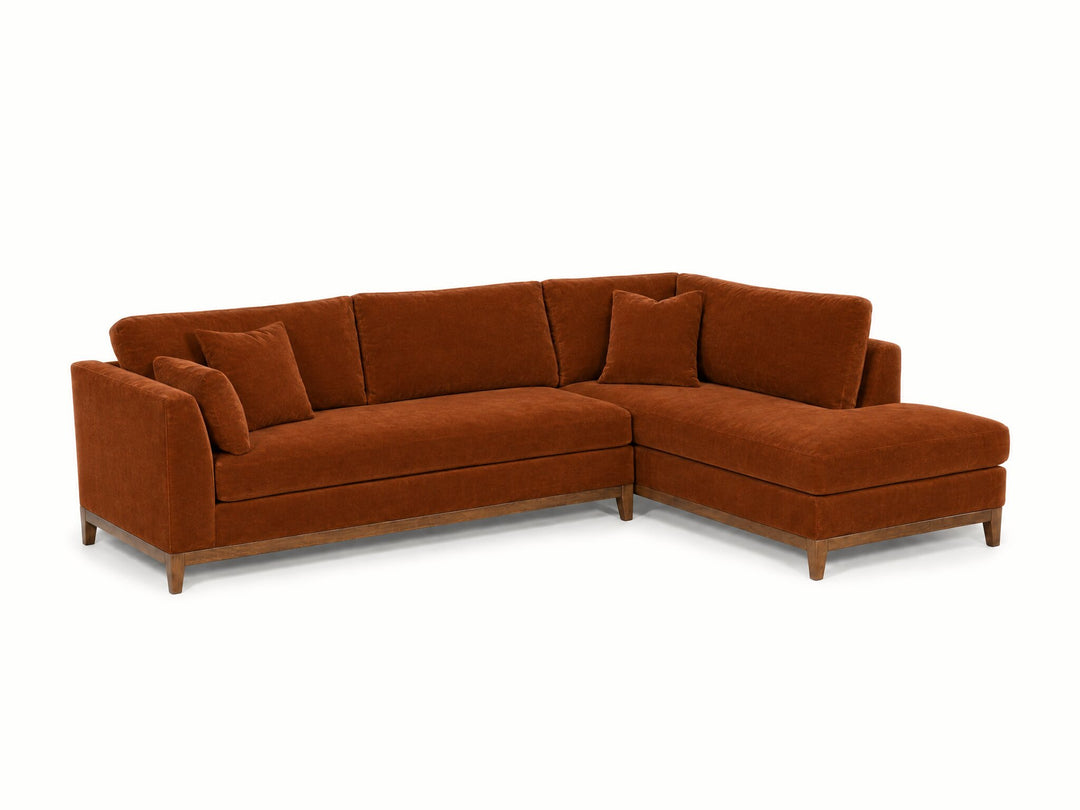 Aspen Open Chaise Sectional in Marquis Rust, right-hand chaise - studio three-quarter view - Stanton - Whats New Furniture Portland OR