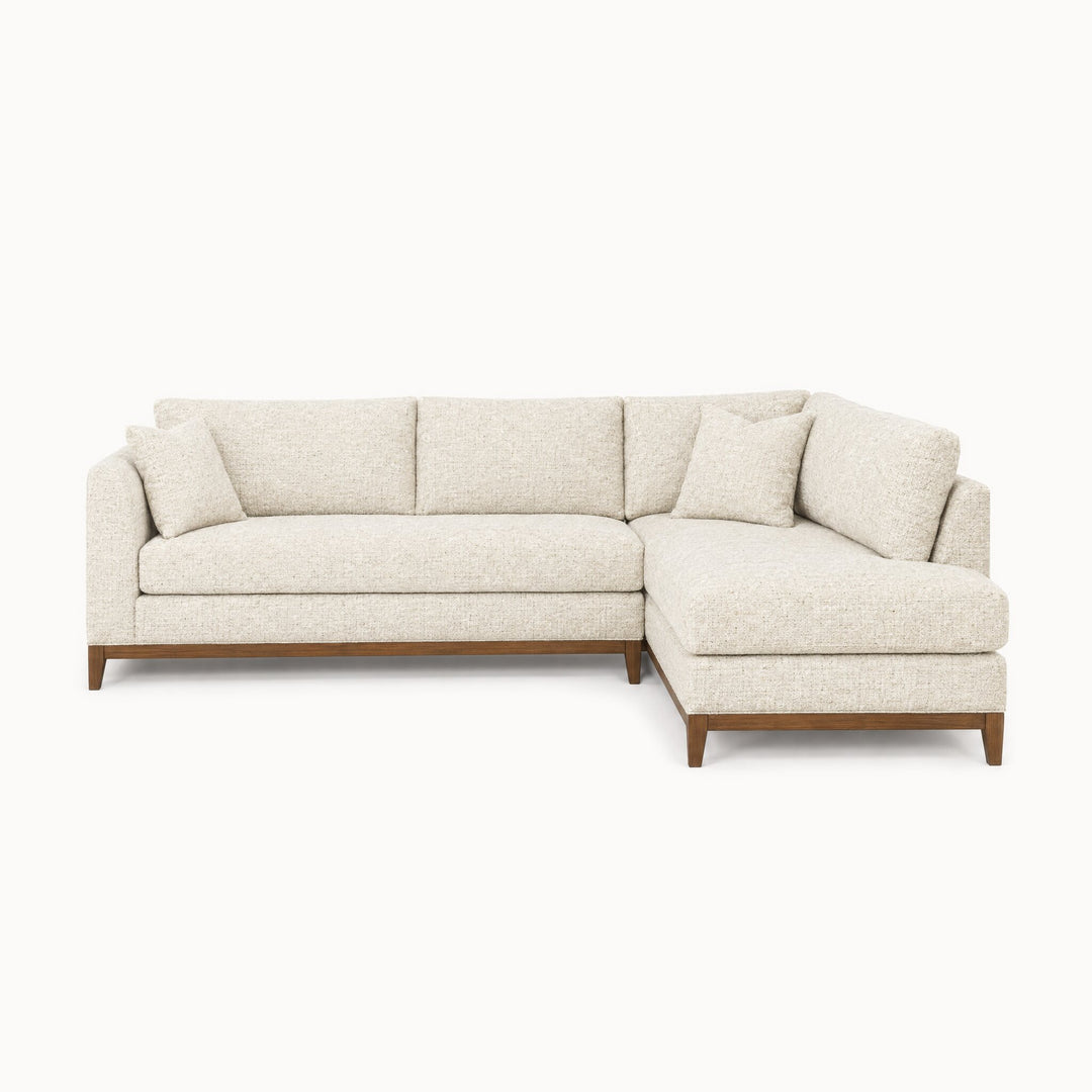 Aspen Open Chaise Sectional in Phat Cream, right-hand chaise - studio front view - Stanton - Whats New Furniture Portland OR