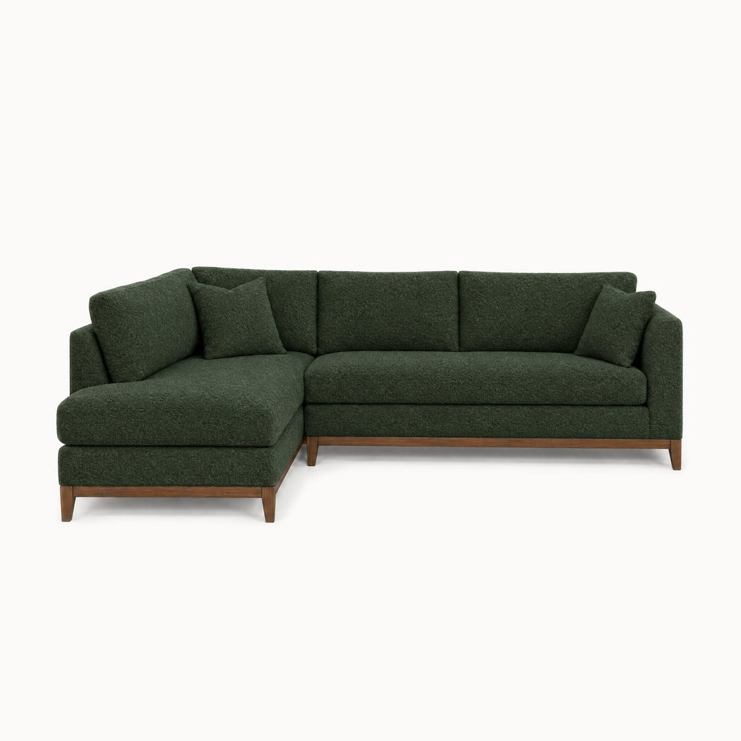 Aspen Open Chaise Sectional in Rio Spinach, left-hand chaise - studio front view - Stanton - Whats New Furniture Portland OR