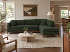 Aspen Open Chaise Sectional in Rio Spinach, right-hand chaise, styled in a Montavilla ranch - Whats New Furniture Portland OR