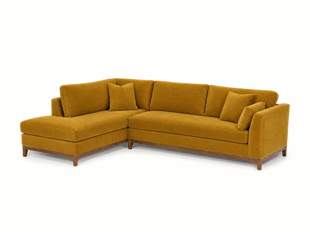 Aspen Open Chaise Sectional in Vintage Saffron, left-hand chaise - studio three-quarter view - Stanton - Whats New Furniture Portland OR