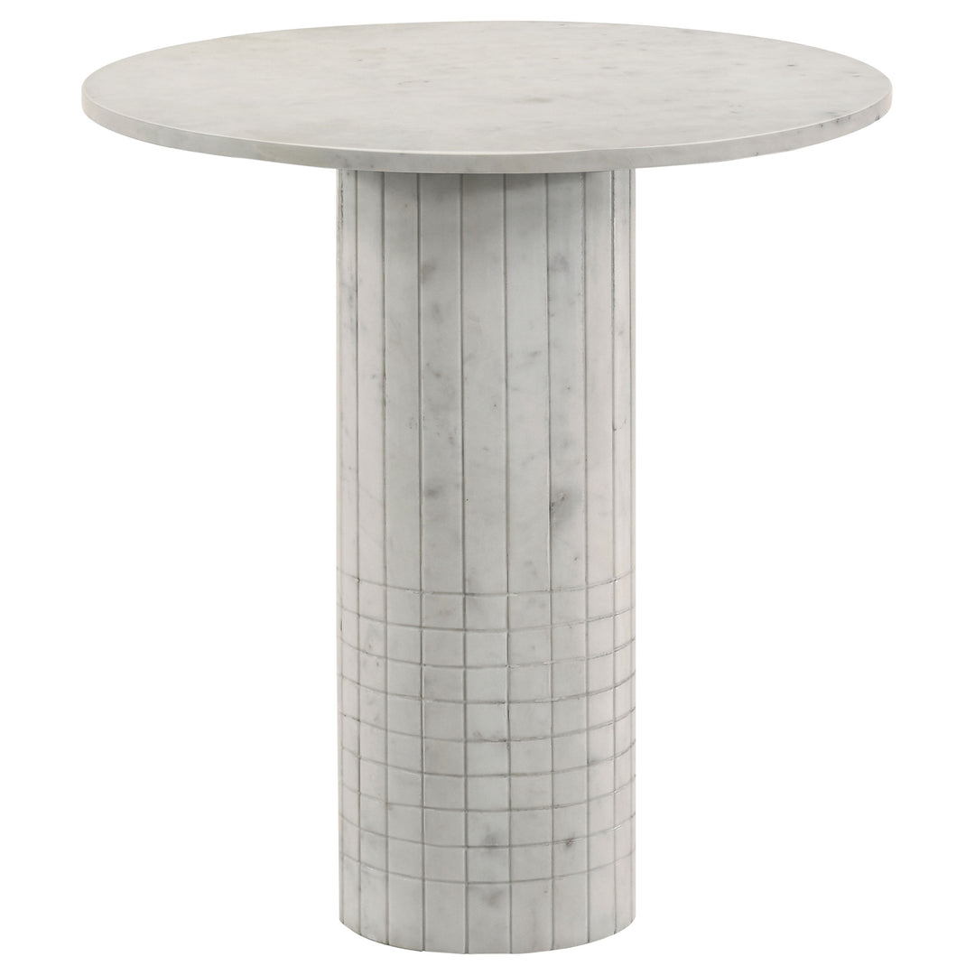 Astoria Round Genuine Marble Side End Table White - What&