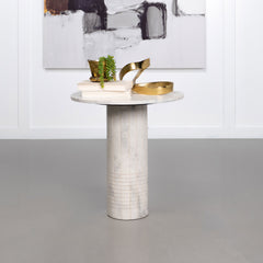 Astoria Round Genuine Marble Side End Table White - What&