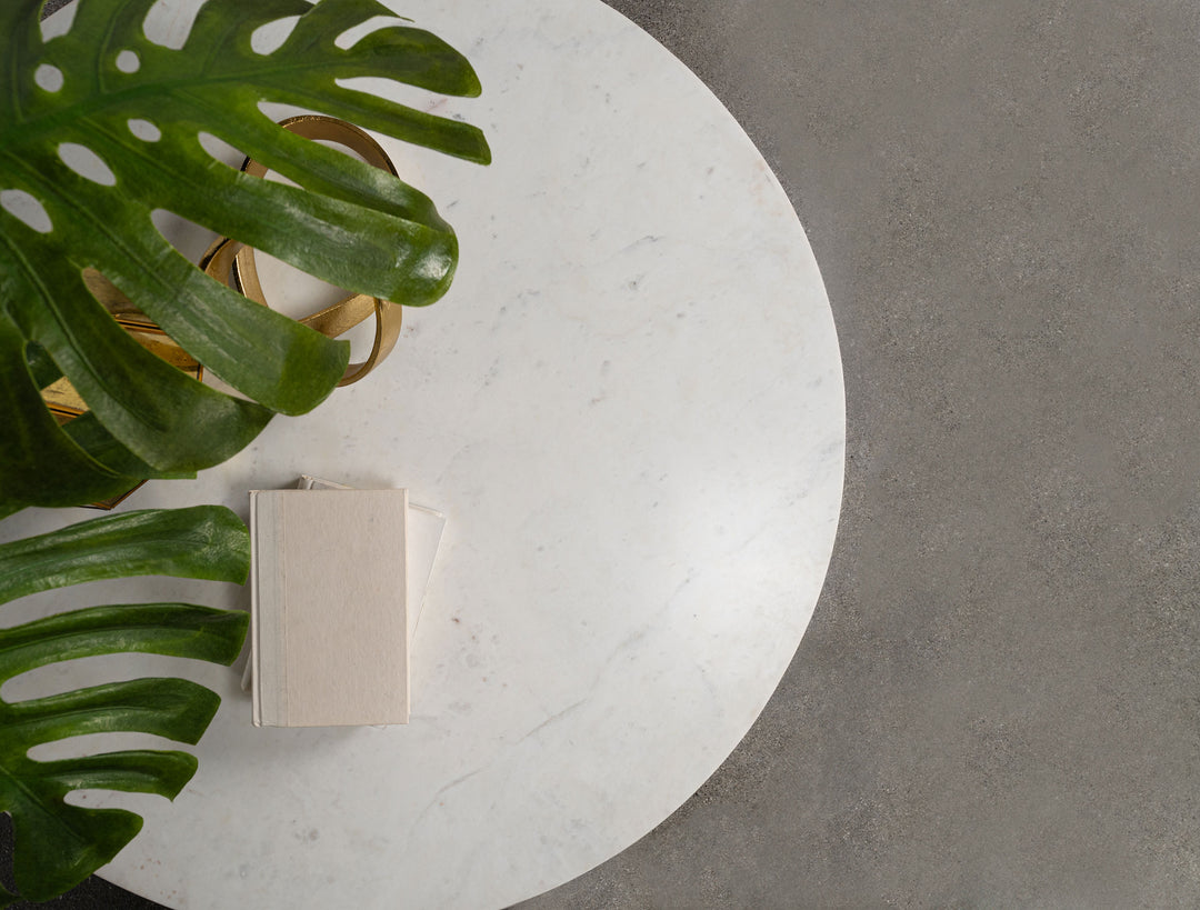 Astoria Round Genuine Marble Side End Table White - What&