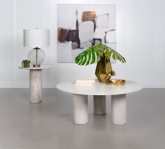 Astoria Round Genuine Marble Side End Table White - What&