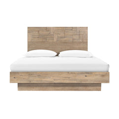 Atlantis King Bed Frame in Light Brushed Taupe profile view - king geometric bed frame by LH Imports - Whats New Furniture Portland OR