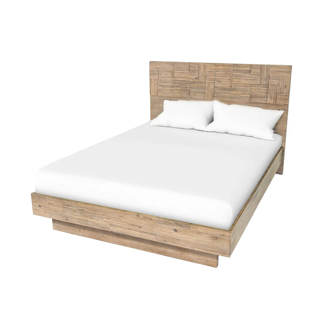 Atlantis Queen Bed Frame in Light Brushed Taupe dressed alternate angle - queen bed frame by LH Imports - Whats New Furniture Portland OR