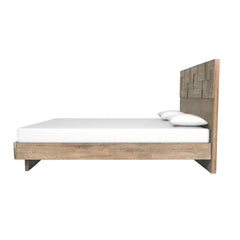 Atlantis Queen Bed Frame in Light Brushed Taupe dressed side view - queen bed frame by LH Imports - Whats New Furniture Portland OR