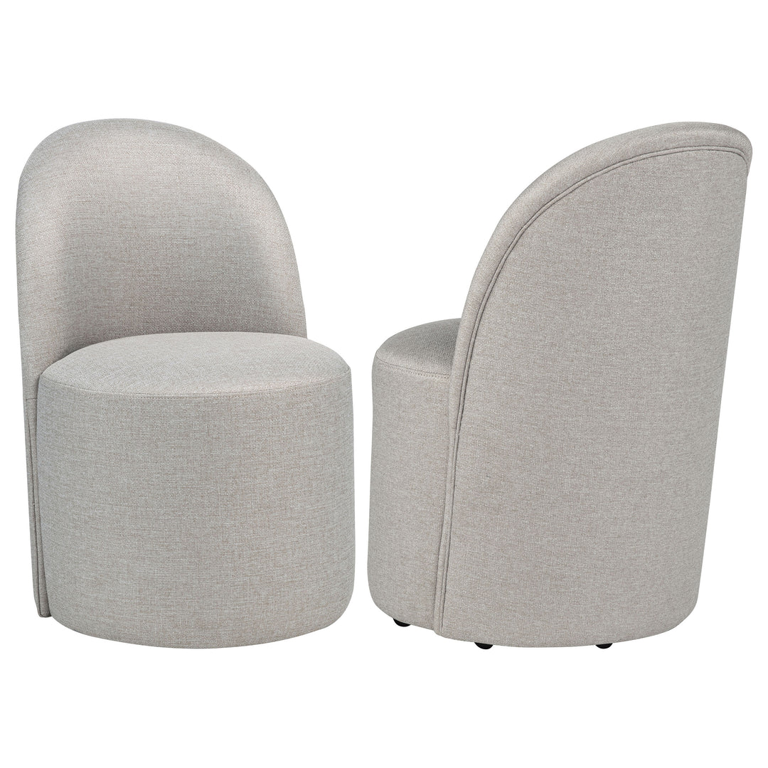Aubrey Upholstered Barrel Dining Side Chair Beige (Set of 2) - What&