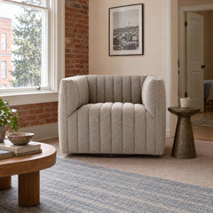 Augustine Swivel Chair in Orly Natural styled in a Portland home - Whats New Furniture