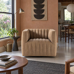 Augustine Swivel Chair in Palermo Drift styled in a Portland home - Whats New Furniture