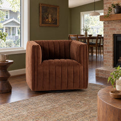 Augustine Swivel Chair in Surrey Auburn styled in a Portland home - Whats New Furniture
