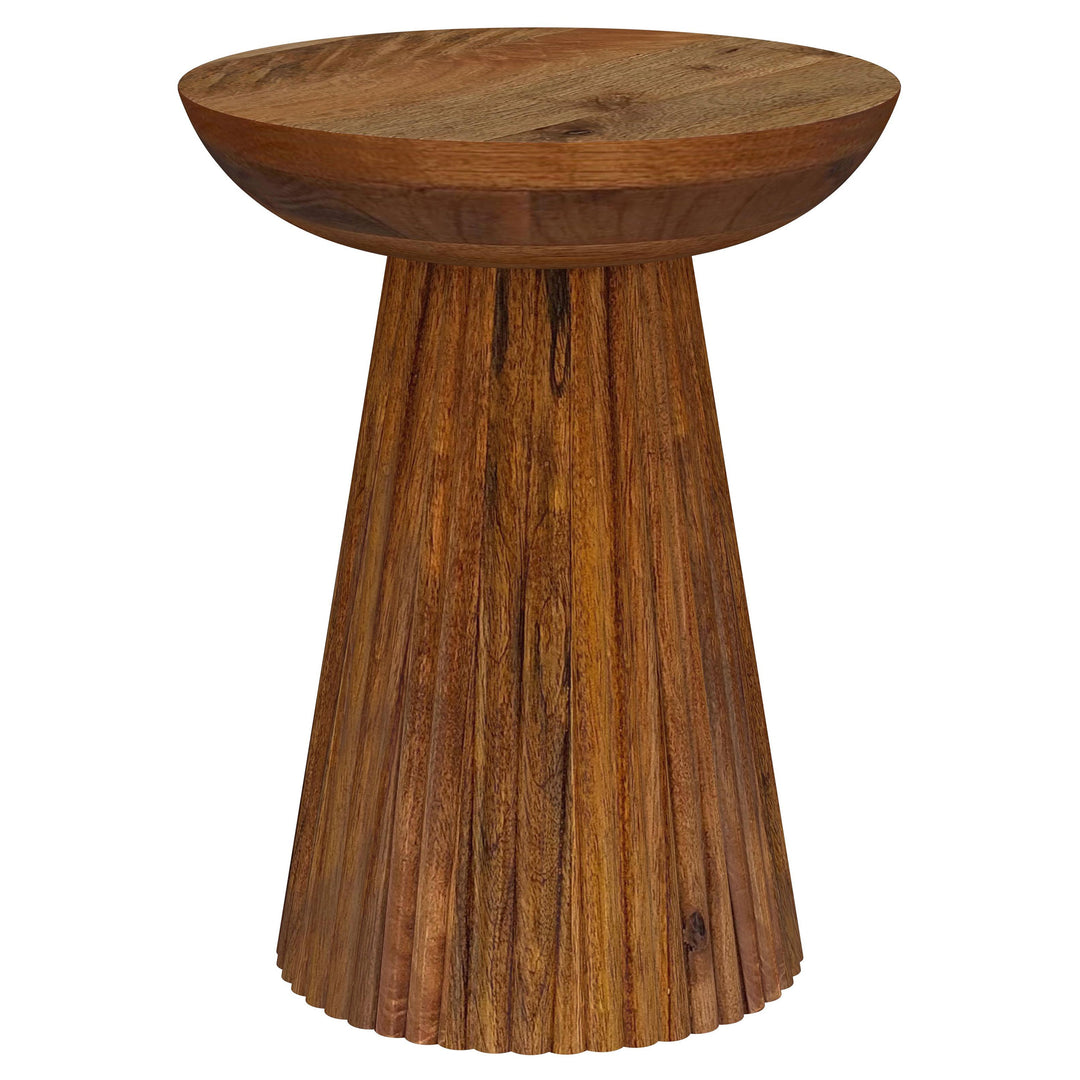 Aureo Round Solid Wood Accent Side Table Wild Honey - What&