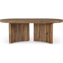 Austanny Coffee Table in Warm Brown - oval rustic oak coffee table by Ashley - Whats New Furniture Portland OR