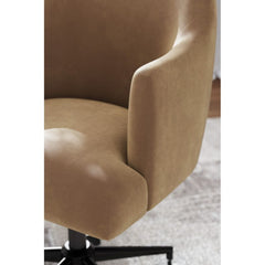 Austanny Desk Chair in warm brown back view - swivel barrel-back desk chair by Ashley - Whats New Furniture Portland OR