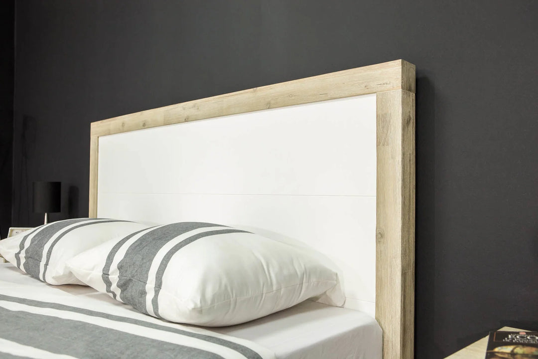 Ava King Bed Frame in White/Natural Brushed alternate view - king storage bed frame by LH Imports - Whats New Furniture Portland OR