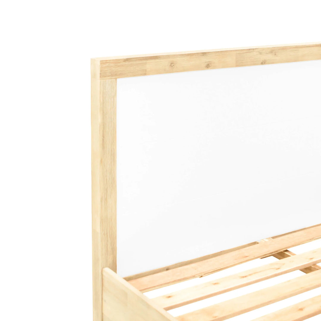 Ava King Bed Frame in White/Natural Brushed corner detail - king storage bed frame by LH Imports - Whats New Furniture Portland OR
