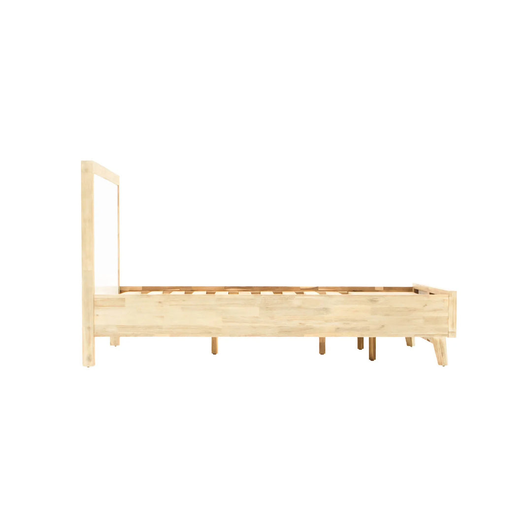 Ava King Bed Frame in White/Natural Brushed detail view - king storage bed frame by LH Imports - Whats New Furniture Portland OR